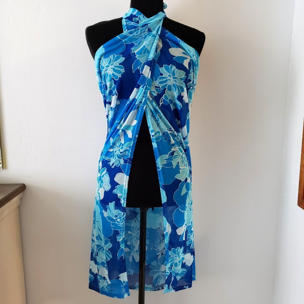 Blue Floral Swim Coverup - Picture 2 of 9